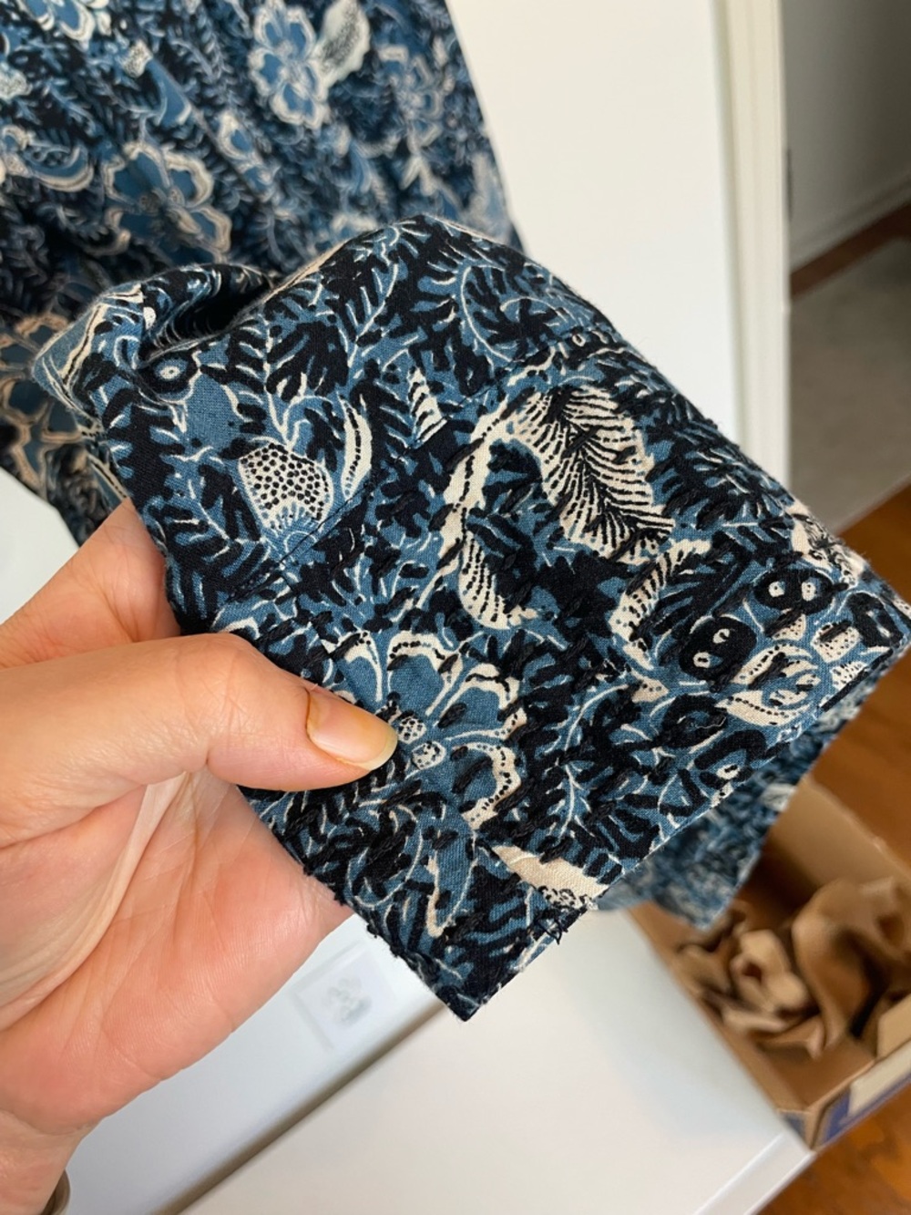 ULLA JOHNSON Kasim Midnight Floral Cotton Ruffle India Dress \\ 0 - Picture 7 of 11